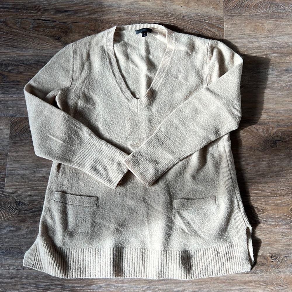 J Crew super soft fabric Tan tunic pocketed sweater